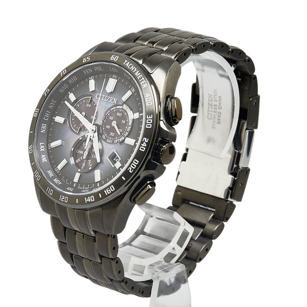 シチズン 100周年 限定モデル LAYERS of TIME エコ ドライブ 電波時計 腕時計 CB5878-56E 日本製クオーツ グリーン文字盤 ステンレススチール メンズ CITIZEN 【中古】