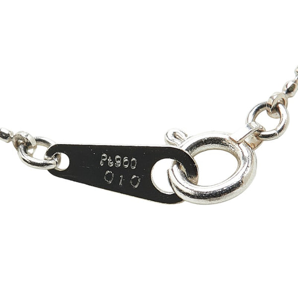 Pt900 プラチナ Pt850 プラチナ ダイヤ0.10ct クロス 十字架 モチーフ ネックレス レディース 【中古】