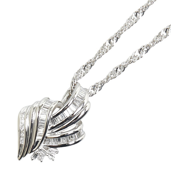 Pt900 プラチナ Pt850 プラチナ ダイヤ0.59ct ペンダントネックレス レディース 【中古】