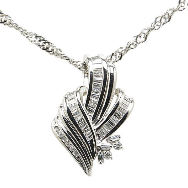 Pt900 プラチナ Pt850 プラチナ ダイヤ0.59ct ペンダントネックレス レディース 【中古】