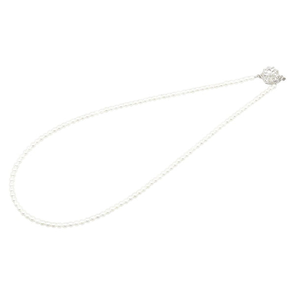 スターリングシルバー パール3.3mm 花 フラワー モチーフ ネックレス レディース 【中古】
