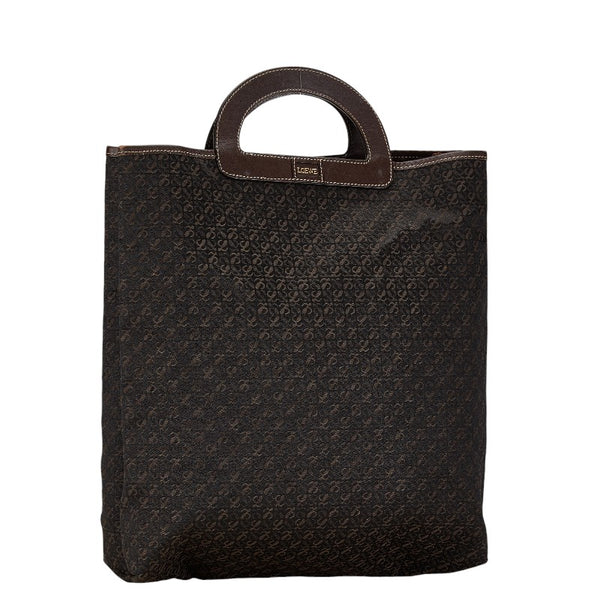 ロエベ アナグラム 総柄 ハンドバッグ トートバッグ ブラウン キャンバス レザー レディース LOEWE 【中古】