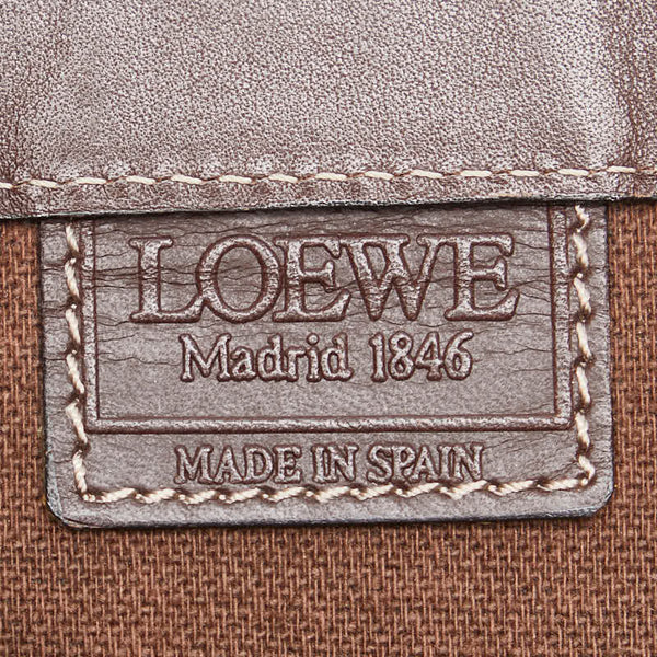 ロエベ アナグラム 総柄 ハンドバッグ トートバッグ ブラウン キャンバス レザー レディース LOEWE 【中古】