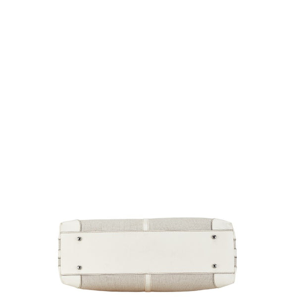 カルティエ マルチェロ ハンドバッグ ショルダーバッグ 2WAY ベージュ ホワイト キャンバス レザー レディース CARTIER 【中古】