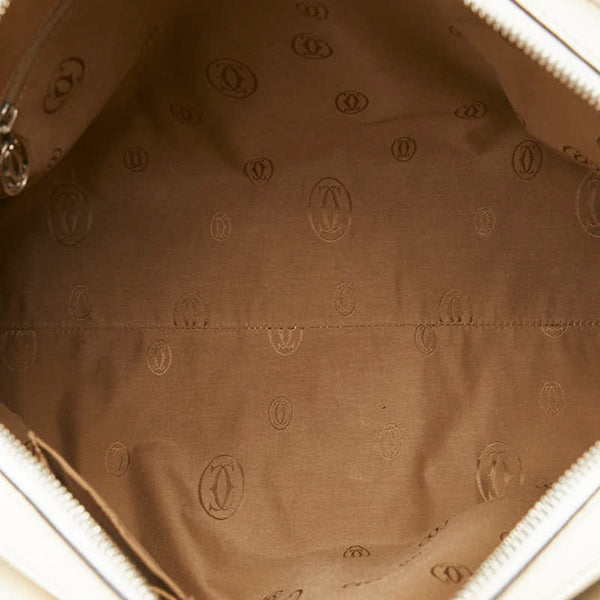 カルティエ マルチェロ ハンドバッグ ショルダーバッグ 2WAY ベージュ ホワイト キャンバス レザー レディース CARTIER 【中古】