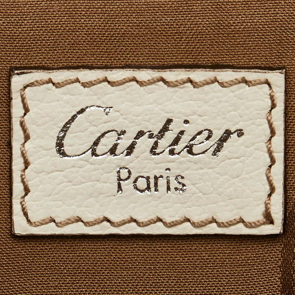 カルティエ マルチェロ ハンドバッグ ショルダーバッグ 2WAY ベージュ ホワイト キャンバス レザー レディース CARTIER 【中古】