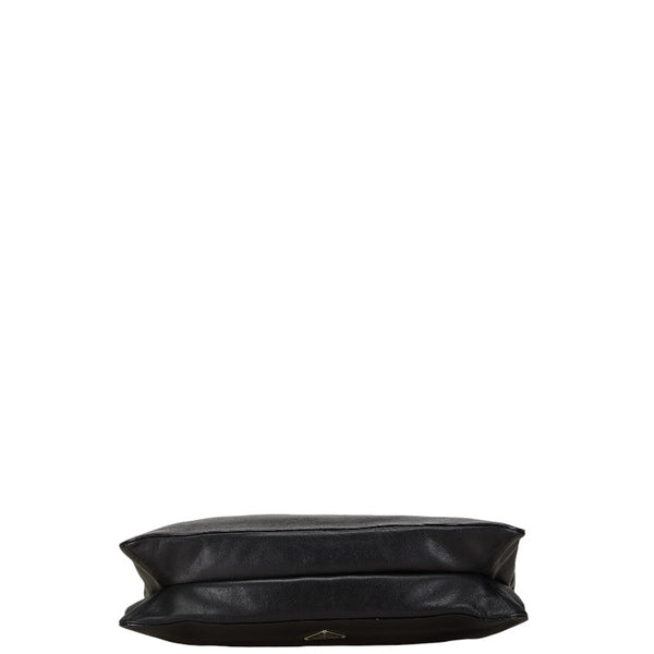 プラダ 三角ロゴプレート ハンドバッグ ブラック レザー レディース PRADA 【中古】