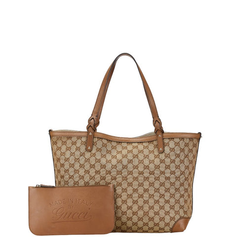 グッチ GGキャンバス トートバッグ ショルダーバッグ 247209 ベージュ キャンバス レザー レディース GUCCI 【中古】