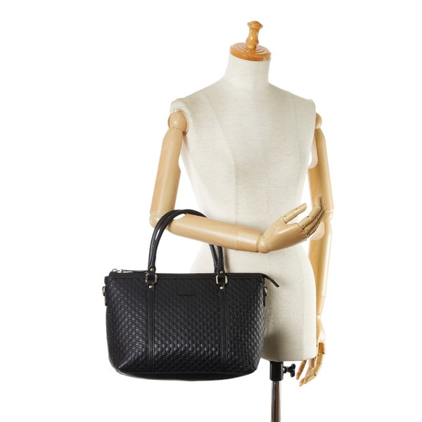 グッチ マイクログッチシマ ハンドバッグ トートバッグ 449656 レザー レディース GUCCI 【中古】