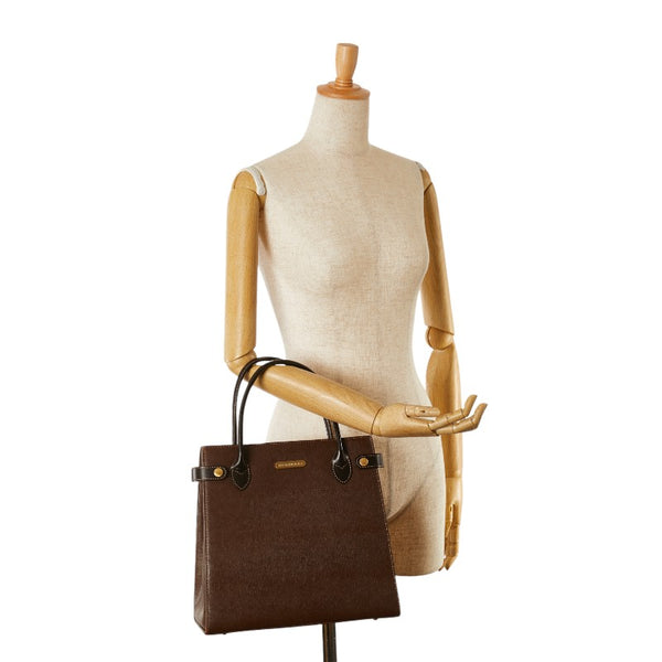 バーバリー ノバチェック シャドーホース ハンドバッグ トートバッグ ブラウン レザー レディース BURBERRY 【中古】