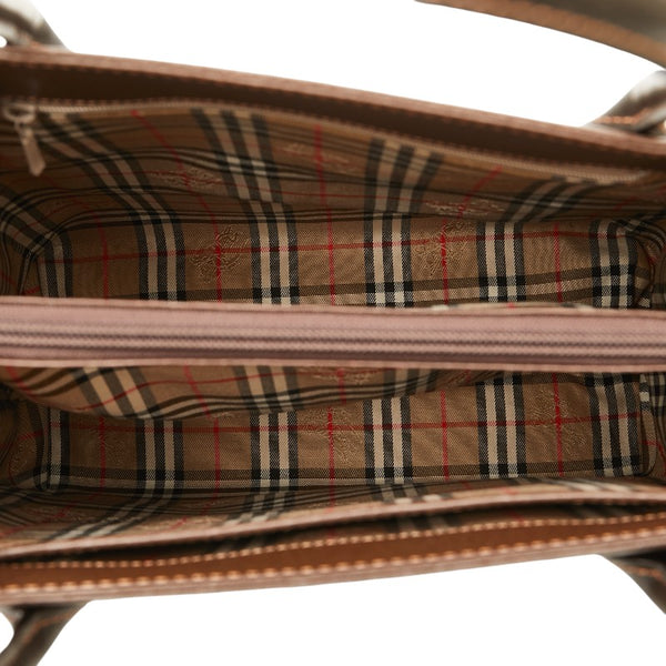 バーバリー ノバチェック シャドーホース ハンドバッグ トートバッグ ブラウン レザー レディース BURBERRY 【中古】