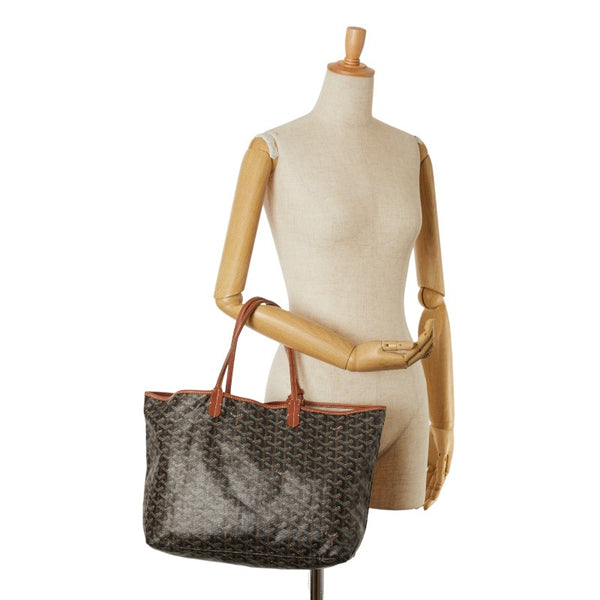 ゴヤール サンルイPM トートバッグ ブラウン ブラック PVC レザー レディース GOYARD 【中古】