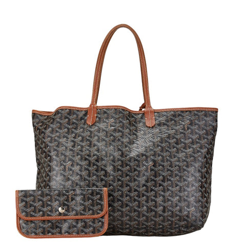 ゴヤール サンルイPM トートバッグ ブラウン ブラック PVC レザー レディース GOYARD 【中古】