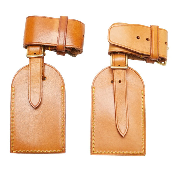 ルイ ヴィトン ポワニエ ネームタグ 2点セット ベージュ レザー レディース LOUIS VUITTON 【中古】