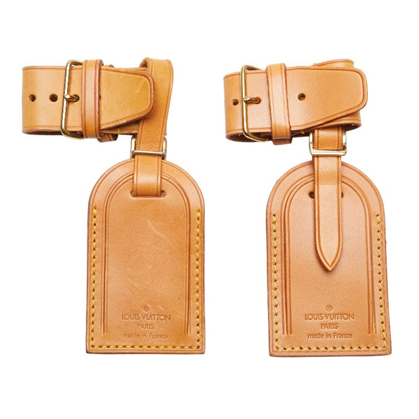 ルイ ヴィトン ポワニエ ネームタグ 2点セット ベージュ レザー レディース LOUIS VUITTON 【中古】