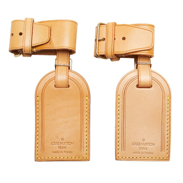 ルイ ヴィトン ポワニエ ネームタグ 2点セット ベージュ レザー レディース LOUIS VUITTON 【中古】