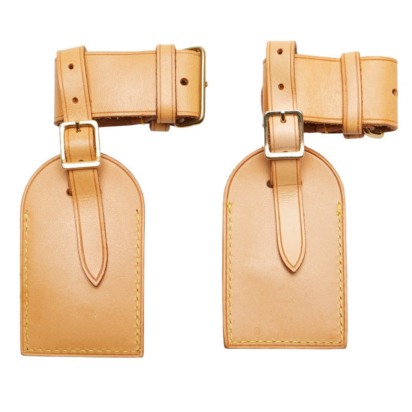 ルイ ヴィトン ポワニエ ネームタグ 2点セット ベージュ レザー レディース LOUIS VUITTON 【中古】