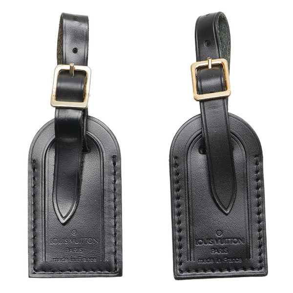ルイ ヴィトン ネームタグ 2点セット ブラック レザー レディース LOUIS VUITTON 【中古】