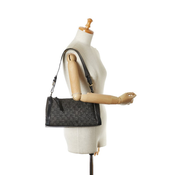 グッチ GGキャンバス ワン ショルダーバッグ 92706 ブラック キャンバス レザー レディース GUCCI 【中古】