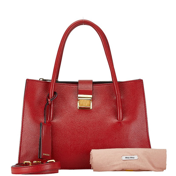 ミュウミュウ ハンドバッグ ショルダーバッグ 2WAY レッド レザー レディース MIUMIU 【中古】