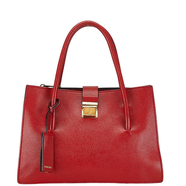 ミュウミュウ ハンドバッグ ショルダーバッグ 2WAY レッド レザー レディース MIUMIU 【中古】