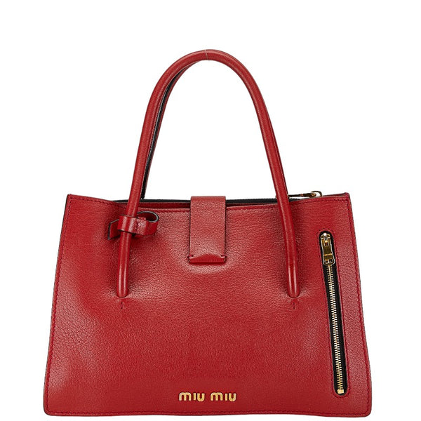 ミュウミュウ ハンドバッグ ショルダーバッグ 2WAY レッド レザー レディース MIUMIU 【中古】