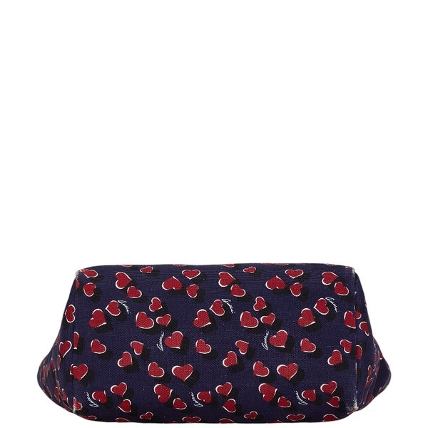 グッチ ハート モチーフ ハンドバッグ トートバッグ 282439 ネイビー ホワイト レッド キャンバス レザー レディース GUCCI 【中古】