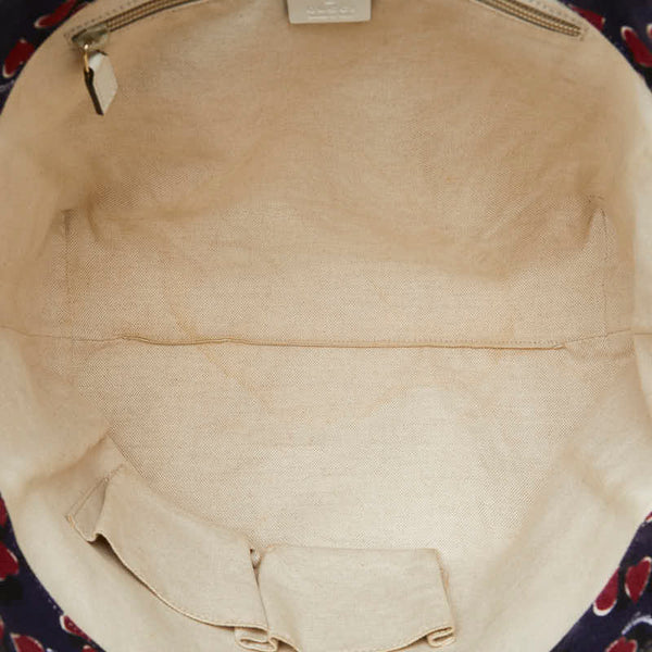 グッチ ハート モチーフ ハンドバッグ トートバッグ 282439 ネイビー ホワイト レッド キャンバス レザー レディース GUCCI 【中古】