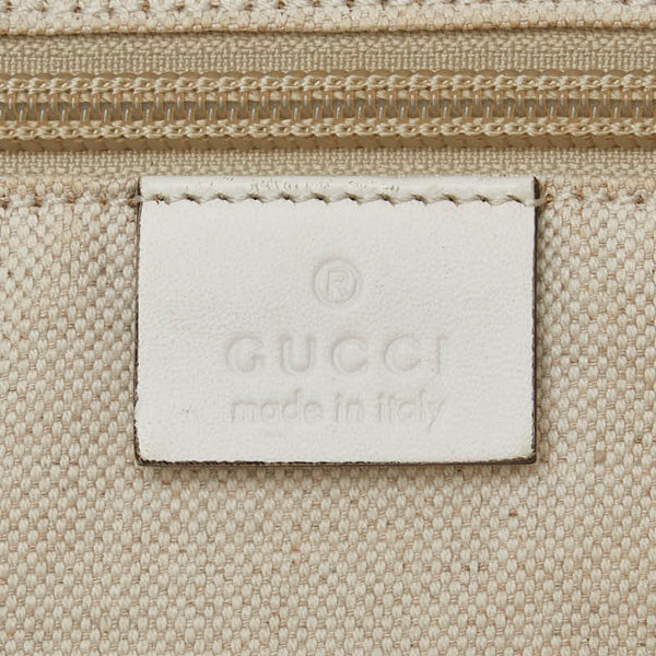 グッチ ハート モチーフ ハンドバッグ トートバッグ 282439 ネイビー ホワイト レッド キャンバス レザー レディース GUCCI 【中古】