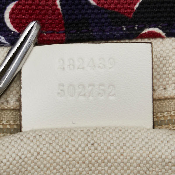 グッチ ハート モチーフ ハンドバッグ トートバッグ 282439 ネイビー ホワイト レッド キャンバス レザー レディース GUCCI 【中古】