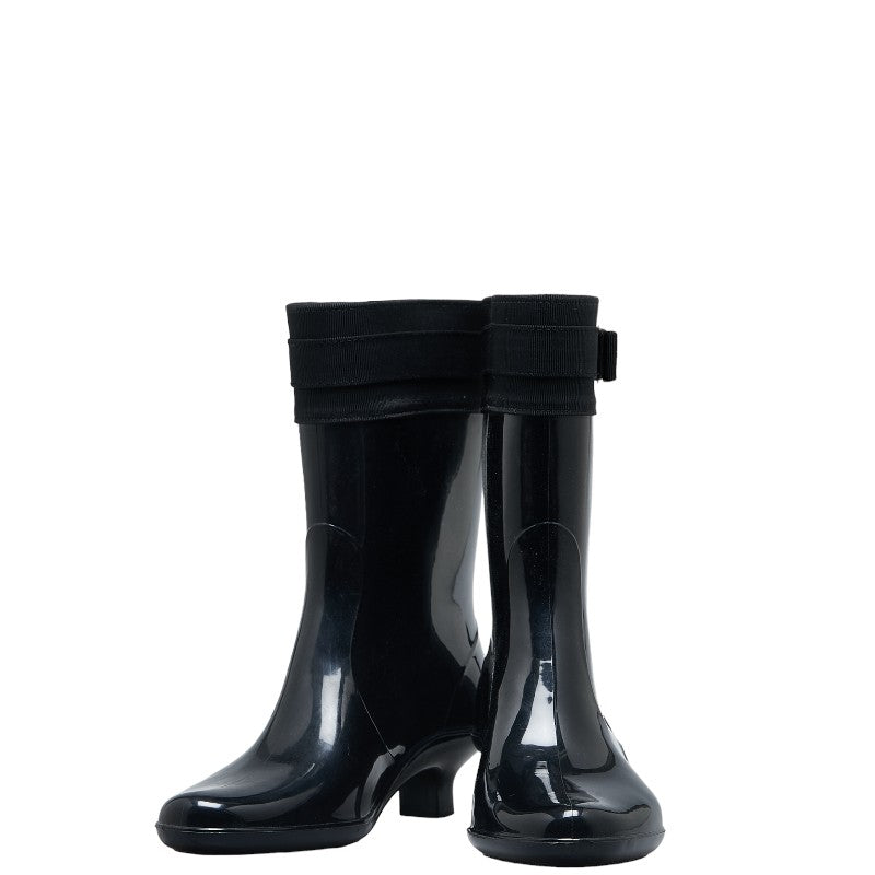 サルヴァトーレフェラガモ ヴァラリボン レイン ブーツ ブラック エナメル レディース Salvatore Ferragamo 【中古】