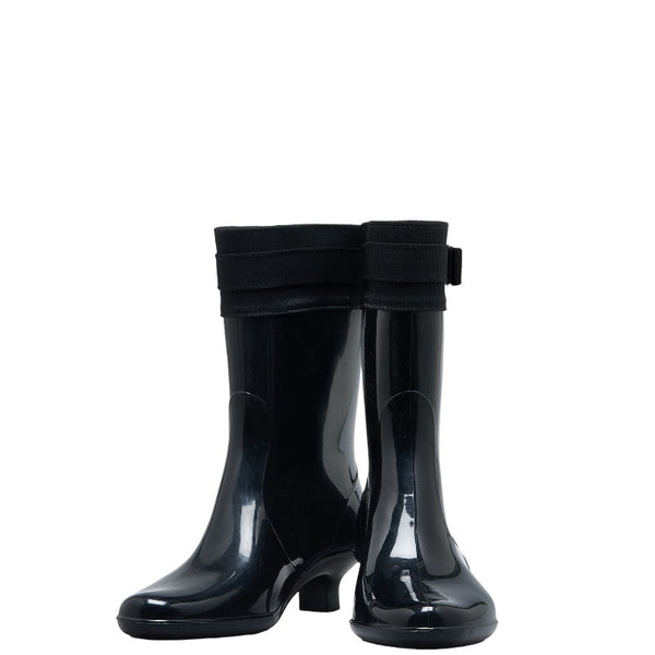 サルヴァトーレフェラガモ ヴァラリボン レイン ブーツ ブラック エナメル レディース Salvatore Ferragamo 【中古】