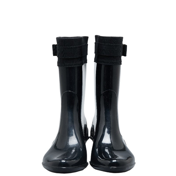 サルヴァトーレフェラガモ ヴァラリボン レイン ブーツ ブラック エナメル レディース Salvatore Ferragamo 【中古】