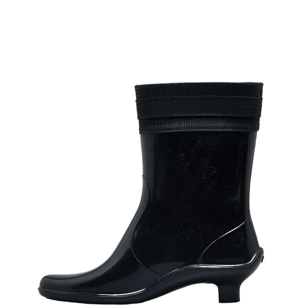 サルヴァトーレフェラガモ ヴァラリボン レイン ブーツ ブラック エナメル レディース Salvatore Ferragamo 【中古】