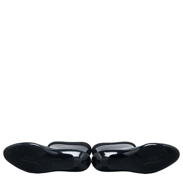 サルヴァトーレフェラガモ ヴァラリボン レイン ブーツ ブラック エナメル レディース Salvatore Ferragamo 【中古】