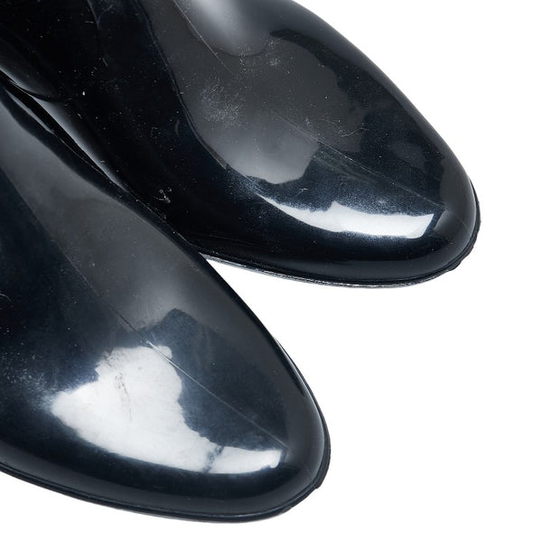 サルヴァトーレフェラガモ ヴァラリボン レイン ブーツ ブラック エナメル レディース Salvatore Ferragamo 【中古】