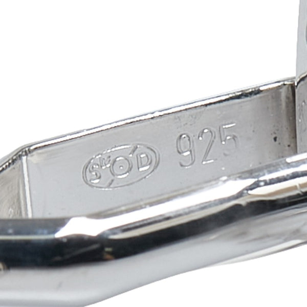 ダンヒル スウィヴル式 ロゴボタン カフス カフリンクス ネイビー SV925 シルバー メンズ Dunhill 【中古】