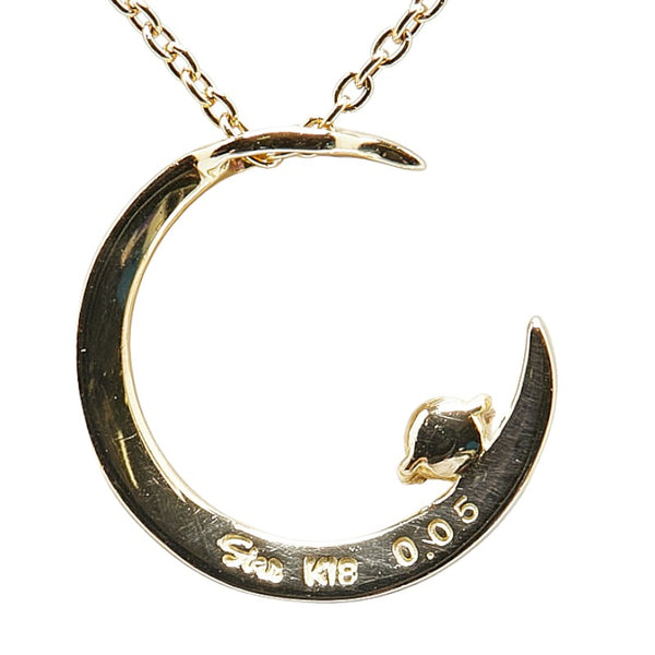 スタージュエリー K18YG イエローゴールド ダイヤ0.05ct C 三日月 モチーフ ネックレス レディース STAR JEWELRY 【中古】