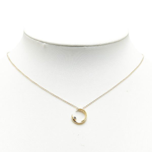 スタージュエリー K18YG イエローゴールド ダイヤ0.05ct C 三日月 モチーフ ネックレス レディース STAR JEWELRY 【中古】