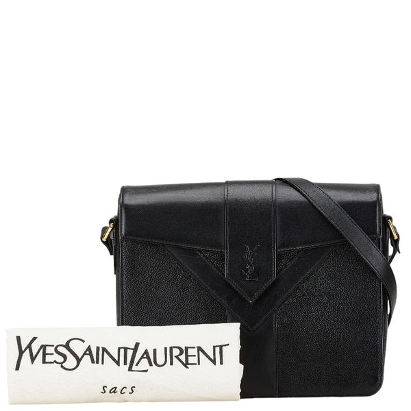 サンローラン YSLロゴ カサンドラ 斜め掛け ショルダーバッグ ブラック レザー レディース SAINT LAURENT 【中古】