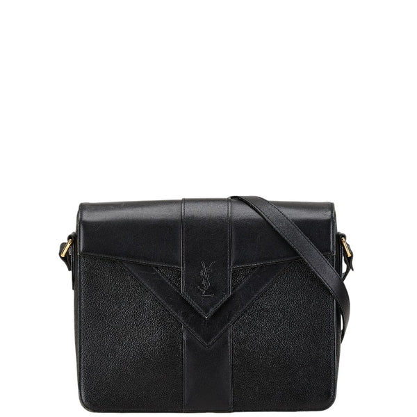 サンローラン YSLロゴ カサンドラ 斜め掛け ショルダーバッグ ブラック レザー レディース SAINT LAURENT 【中古】