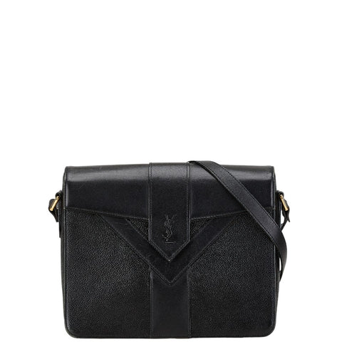 サンローラン YSLロゴ カサンドラ 斜め掛け ショルダーバッグ ブラック レザー レディース SAINT LAURENT 【中古】