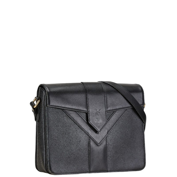 サンローラン YSLロゴ カサンドラ 斜め掛け ショルダーバッグ ブラック レザー レディース SAINT LAURENT 【中古】