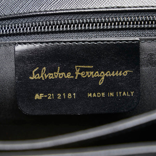 サルヴァトーレフェラガモ ガンチーニ ハンドバッグ ショルダーバッグ 2WAY AF-21 2181 ブラック レザー レディース Salvatore Ferragamo 【中古】