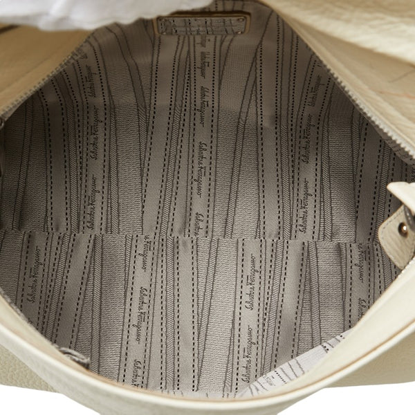 サルヴァトーレフェラガモ ガンチーニ ハンドバッグ ショルダーバッグ 2WAY ホワイト レザー レディース Salvatore Ferragamo 【中古】