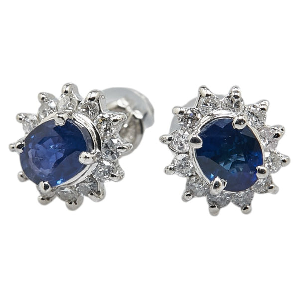 Pt900 プラチナ サファイア ダイヤ0.36ct スタッドピアス レディース 【中古】