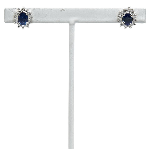 Pt900 プラチナ サファイア ダイヤ0.36ct スタッドピアス レディース 【中古】