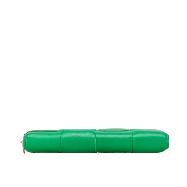 ボッテガヴェネタ マキシイントレチャート 長財布 ラウンドファスナー グリーン レザー レディース BOTTEGAVENETA 【中古】