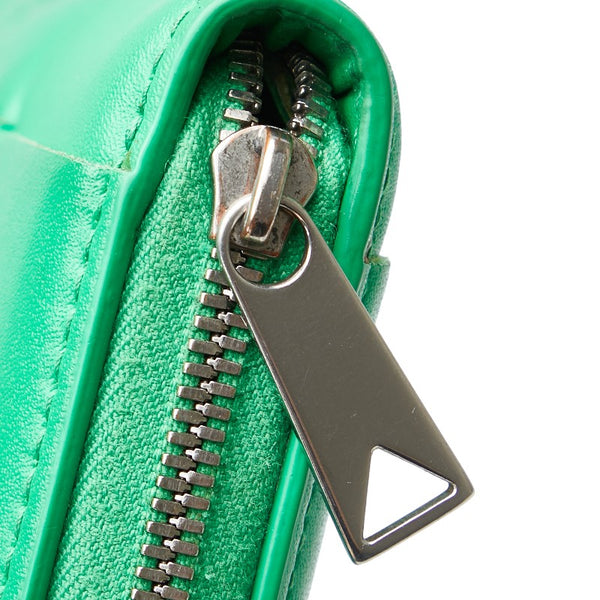 ボッテガヴェネタ マキシイントレチャート 長財布 ラウンドファスナー グリーン レザー レディース BOTTEGAVENETA 【中古】