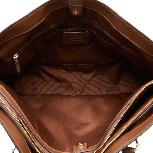 コーチ シグネチャー トートバッグ ハンドバッグ ブラウン PVC レザー レディース COACH 【中古】